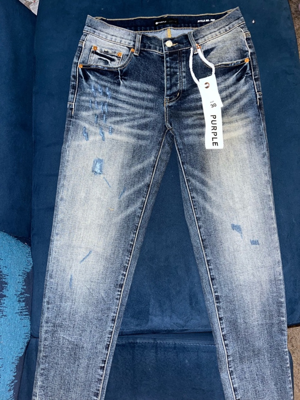 Purple Men's Skinny Jeans in Light Washed Blue